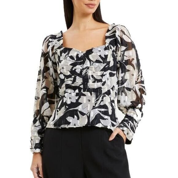 NWT FRENCH CONNECTION Ally Dinah Sweetheart Neck Top Sz 6 Rosebloom - Picture 8 of 9